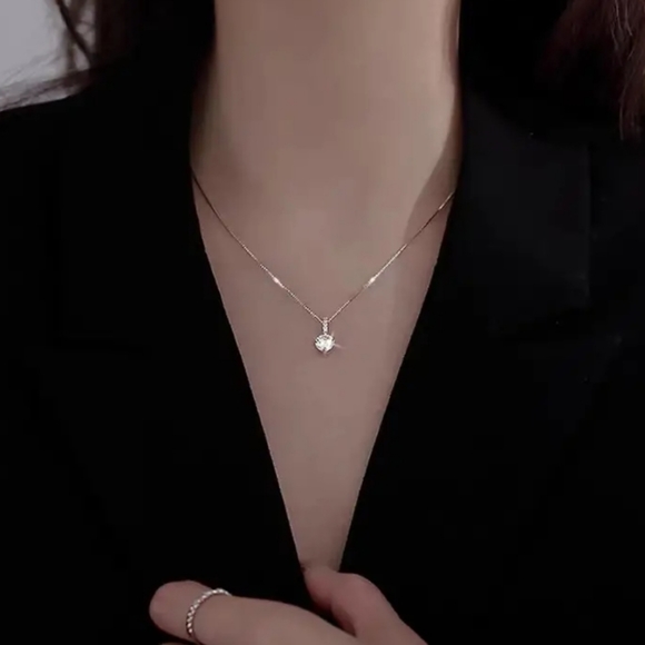 Handmade Jewelry - Lab Created Diamond Round Solitare Pendand Halo Necklace.
